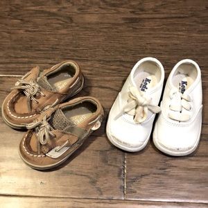 Two pairs of baby shoes size 2 and 3
